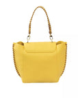 Elegant Yellow Shoulder Flap Bag with Golden Details
