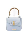 Elegant Light Blue Shoulder Bag with Golden Accents