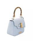 Elegant Light Blue Shoulder Bag with Golden Accents