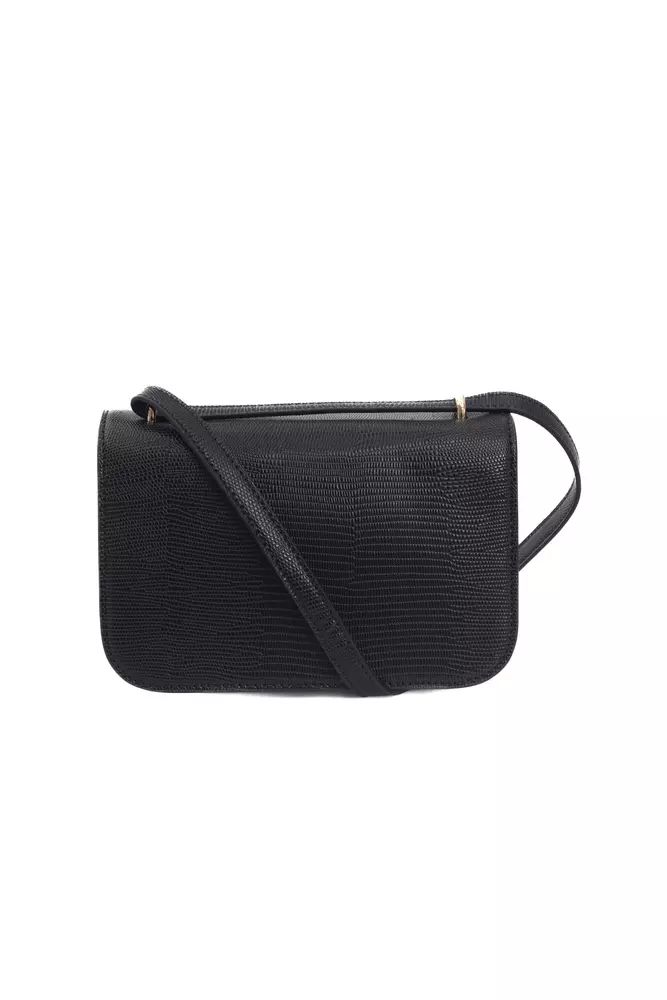 Chic Black Crossbody With Golden Accents