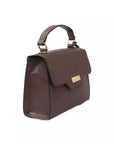 Elegant Brown Shoulder Flap Bag with Golden Accents