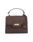 Elegant Brown Shoulder Flap Bag with Golden Accents