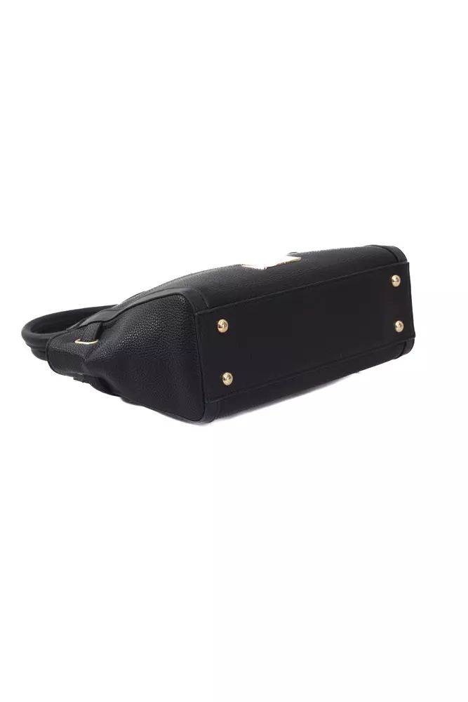 Elegant Black Shoulder Bag with Golden Accents