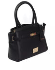 Elegant Black Shoulder Bag with Golden Accents