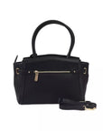 Elegant Black Shoulder Bag with Golden Accents