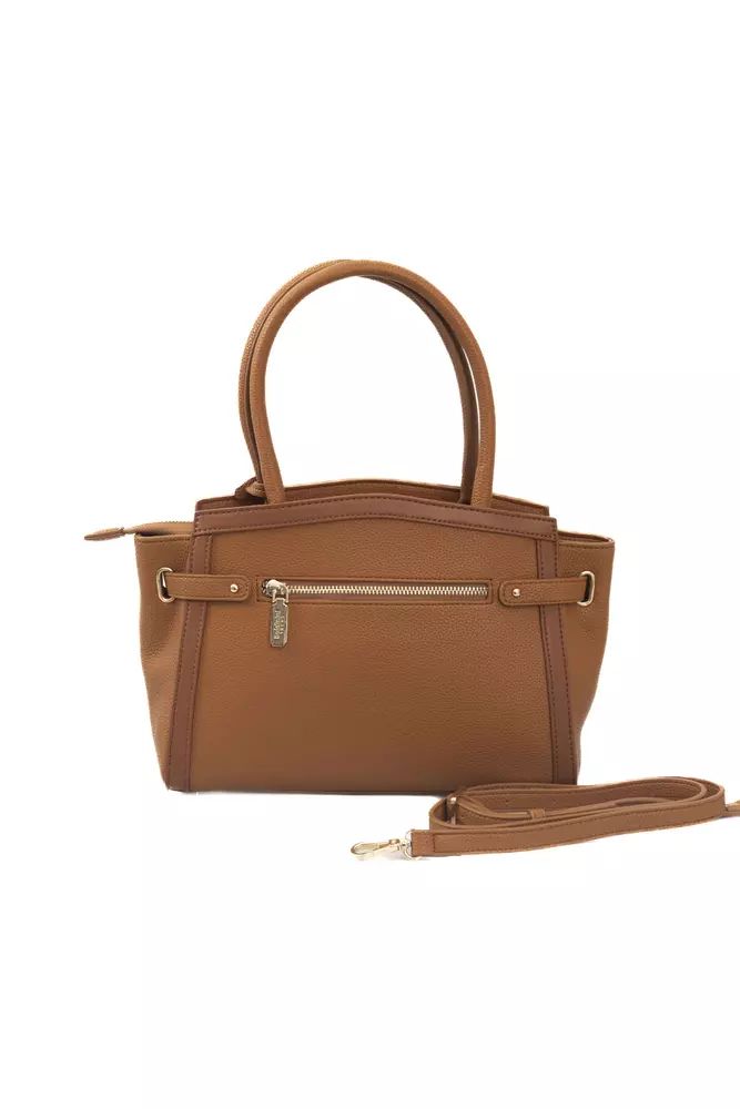 Chic Brown Crossbody Bag with Golden Accents