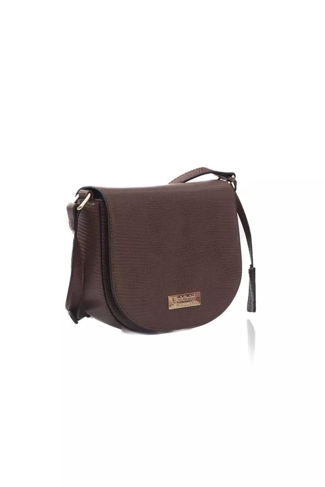 Chic Brown Crossbody Elegance with Golden Accents