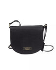 Elegant Black Shoulder Flap Bag with Golden Accents
