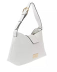 Chic White Flap Bag with Golden Accents