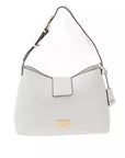 Chic White Flap Bag with Golden Accents