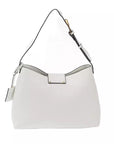 Chic White Flap Bag with Golden Accents