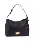 Chic Black Golden-Detailed Designer Handbag