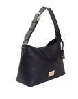 Chic Black Golden-Detailed Designer Handbag