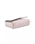 Elegant Pink Shoulder Flap Bag with Golden Accents