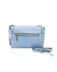 Chic Light Blue Shoulder Flap Bag with Golden Accents