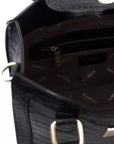 Elegant Black Shoulder Bag with Golden Accents