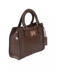 Elegant Brown Shoulder Bag with Golden Accents