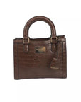 Elegant Brown Shoulder Bag with Golden Accents