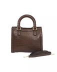 Elegant Brown Shoulder Bag with Golden Accents