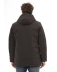 Elegant Hooded Zip Jacket in Brown