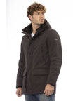 Elegant Hooded Zip Jacket in Brown