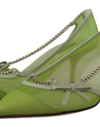 Enchanting Green Mesh Chain Pumps