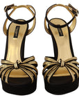 Elegant Black Gold Ankle Strap Heels Sandals