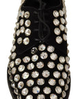 Elegant Crystal-Embellished Lace-Up Flats