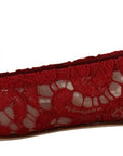 Radiant Red Lace Ballet Flats with Crystal Buckle