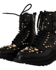 Black Crystal-Studded Formal Boots