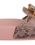 Floral Lace Crystal Embellished Slide Flats