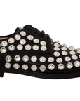 Crystal-Embellished Leather Formal Flats