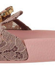 Floral Lace Crystal Embellished Slide Flats