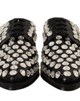 Crystal-Embellished Leather Formal Flats