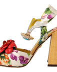 Multicolor Crystal Embellished Heel Sandals