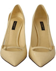 Chic Pointed Toe Leather Pumps in Sunshine Yellow