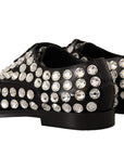 Crystal-Embellished Leather Formal Flats