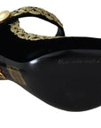 Elegant Gold-Embroidered Black Velvet Pumps