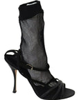 Chic Black Mesh Stiletto Sandals