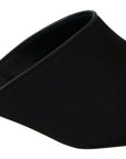 Chic Black Grosgrain Slide Sandals