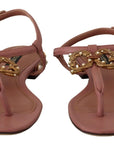 Elegant Pink Leather Ankle Strap Sandals