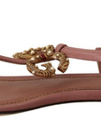 Elegant Pink Leather Ankle Strap Sandals