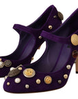 Elegant Suede Heels with Jewel Buttons