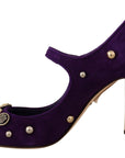 Elegant Suede Heels with Jewel Buttons