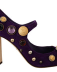 Elegant Suede Heels with Jewel Buttons