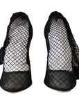 Elegant Netted Sock Pumps in Timeless Black