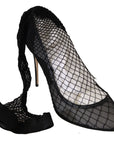 Elegant Netted Sock Pumps in Timeless Black