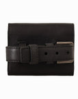 Elegant Black Leather Multi-Kit Trifold Wallet