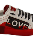 Asymmetrical Graphic Leather Sneakers