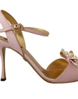 Elegant Silk Blend Pink Ankle Strap Heels